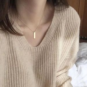 🔥 NWT! Long Square Geometric 14K gold plated Titanium Steel Clavicle chain